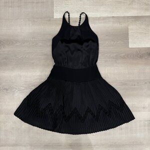 Anna Sui Black Pleated Halter Mini Dress